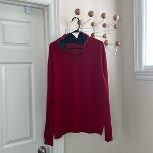 Quick Reflex - Silk Cashmere Blend 1/4 Zip Up Pullover Sweater Top - Red - Large